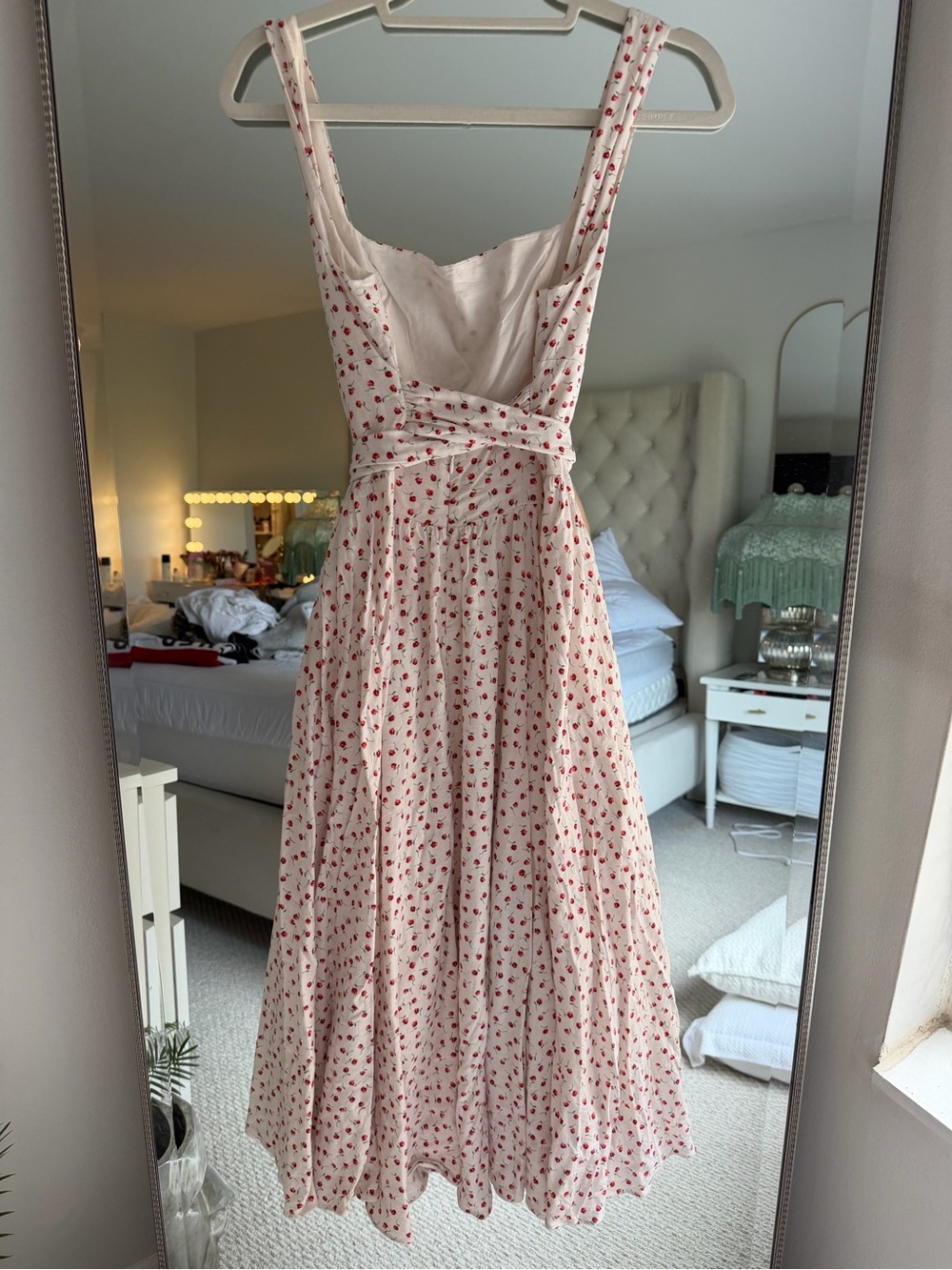 Caroline Constas Cream Midi Dress with Red Cherry Print - Picture 4 of 5